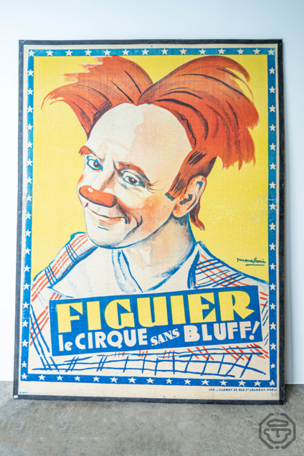 Affiche clown papier sur bois