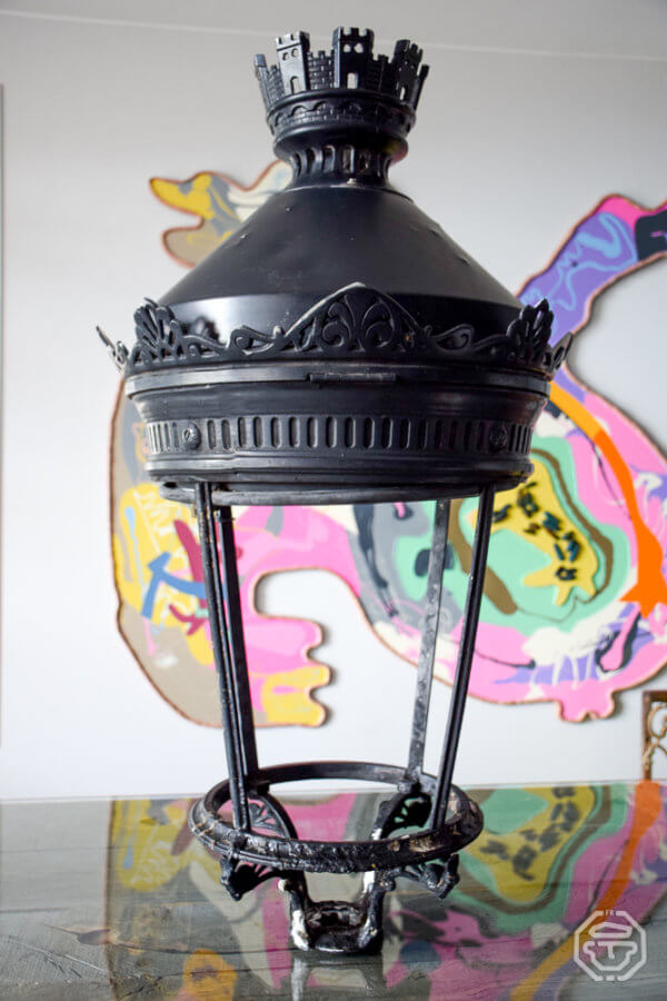 lanterne paris 1960 fonte industrielle - antique french paris metal light reverbere