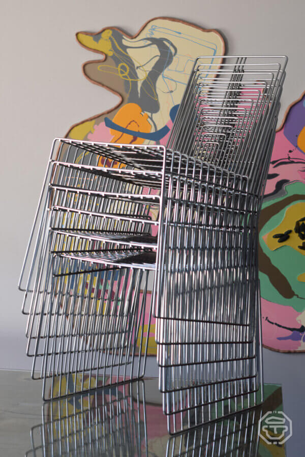 6 Chaises vintage en fil d'acier chromé par Max Sauze 1972 – Image 4