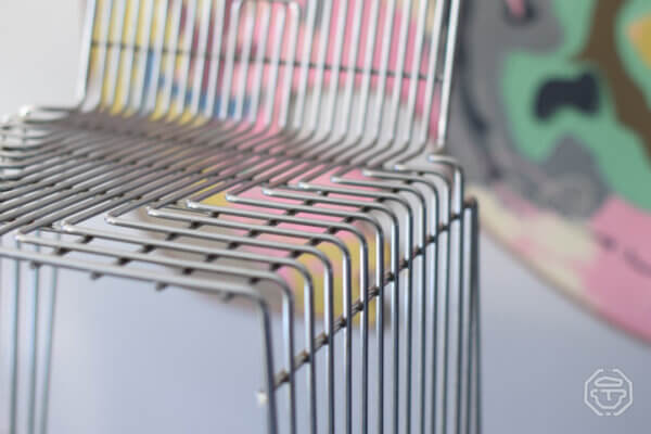 6 Chaises vintage en fil d'acier chromé par Max Sauze 1972 – Image 15